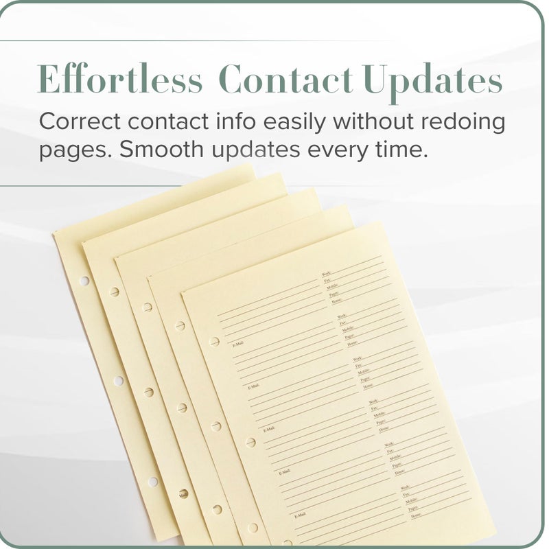 Gallery Leather Address Book Correction Labels - Self-Adhesive, Sticky, 5 Sheets, 30 Sticker Records, for Easy and Clean Contact Updates - Image 2